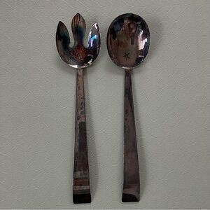 Vintage SSS Scandinavian Style Silverplate Salad Servers Set